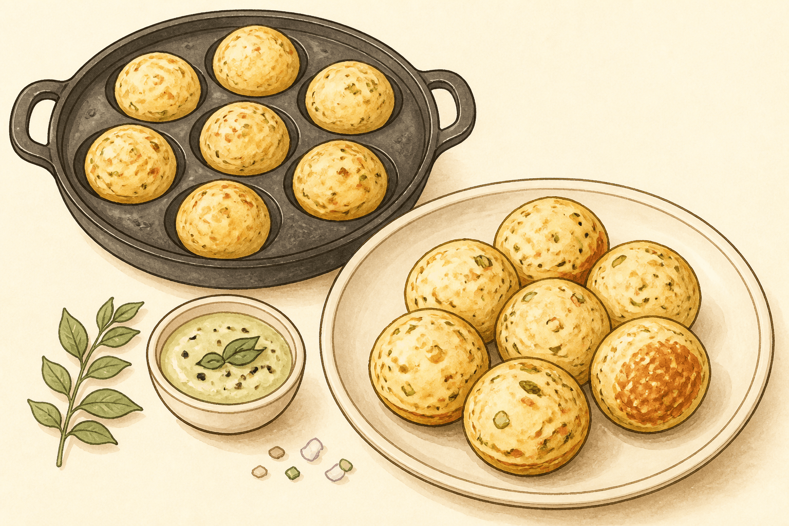 Paniyaram (Leftover Dosa Batter Paniyaram)